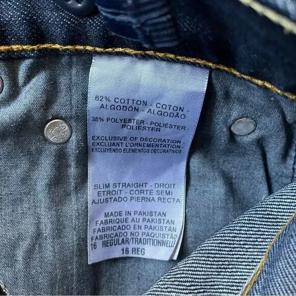 Denizen Levi’s 218 Slim Straight Fit NWOT Dark Denim Youth Size 16 Reg - Picture 9 of 10